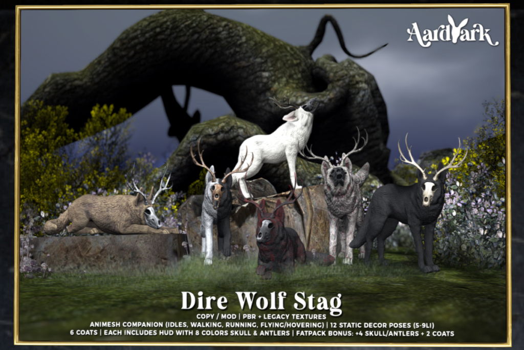 Dire Wolf Stag Animesh Companion and Decor, L$499 each/L$1999 FP