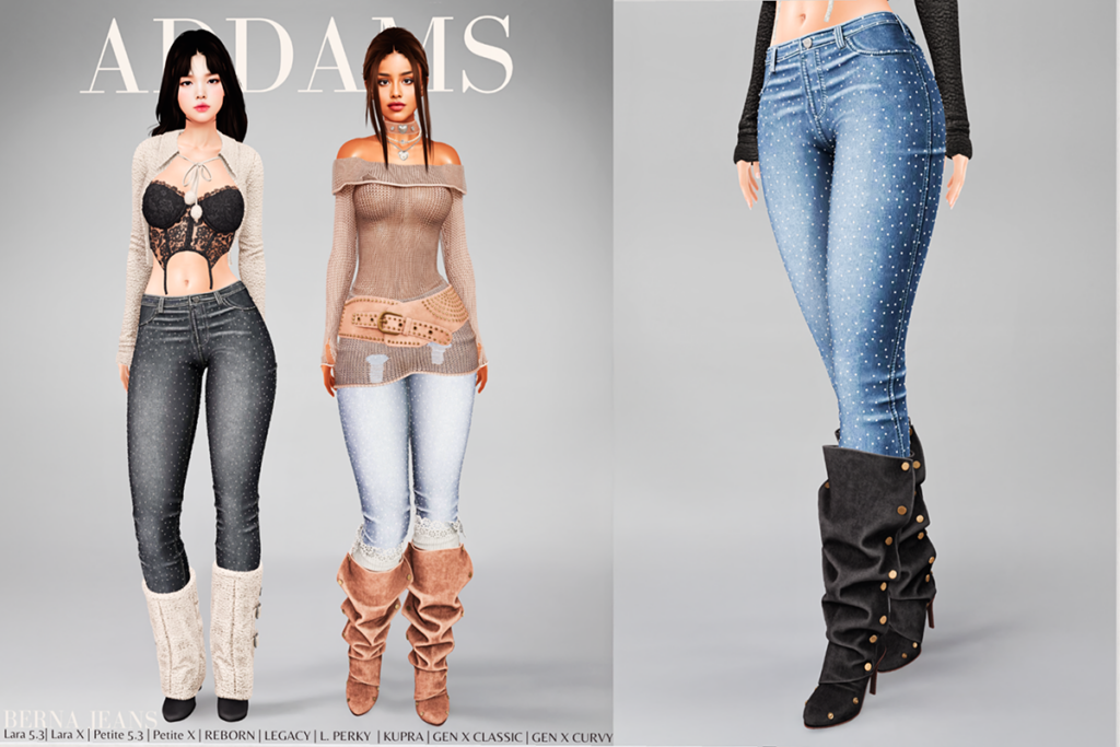 Berna Jeans - GenX/Inithium/Legacy/Maitreya/Reborn/+mods, L$250 each/L$1299 FP