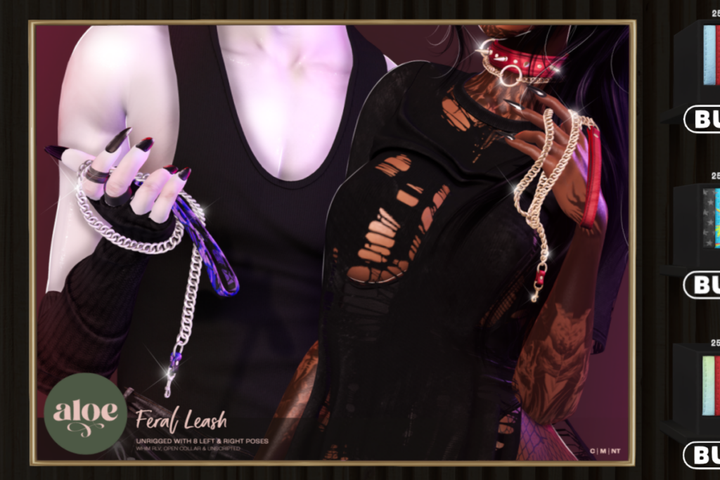 Feral Leash, L$699-L$899 each/L$999-L$1299 each FP