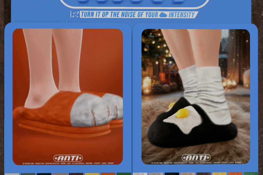 Eggcloud Fluffy Slippers - Anatomy/CZSlim/Gianni/Jake/Legacy F+M/MaitreyaX/Reborn, L$259 each/L$759 FP | Max Fluffy Slippers - Anatomy/CZSlim/Gianni/Jake/Legacy F+M/MaitreyaX/Reborn, L$259 each/L$759 FP