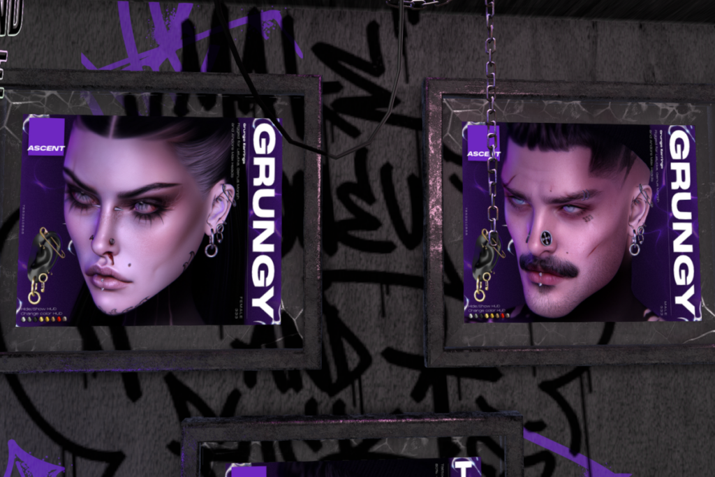 Grungy Earrings - EvoX F Ears/Genus Morph F Ears, L$375 | Grungy Earrings - EvoX M Ears/Genus Morph M Ears, L$375