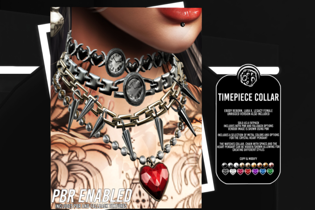 Timepiece Collar - Legacy/MaitreyaX/Reborn	&lt;a href=&quot;http://maps.secondlife.com/secondlife/AsteroidBox/128/129/22&quot; target=&quot;_blank&quot;&gt;Teleport&lt;/a&gt;