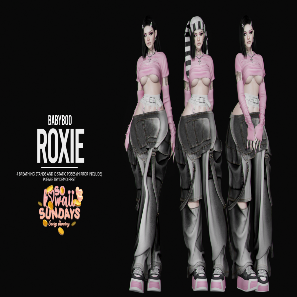 Roxie Poses	&lt;a href=&quot;http://maps.secondlife.com/secondlife/Cult%20Grounds/38/18/1002&quot;&gt;Teleport&lt;/a&gt;