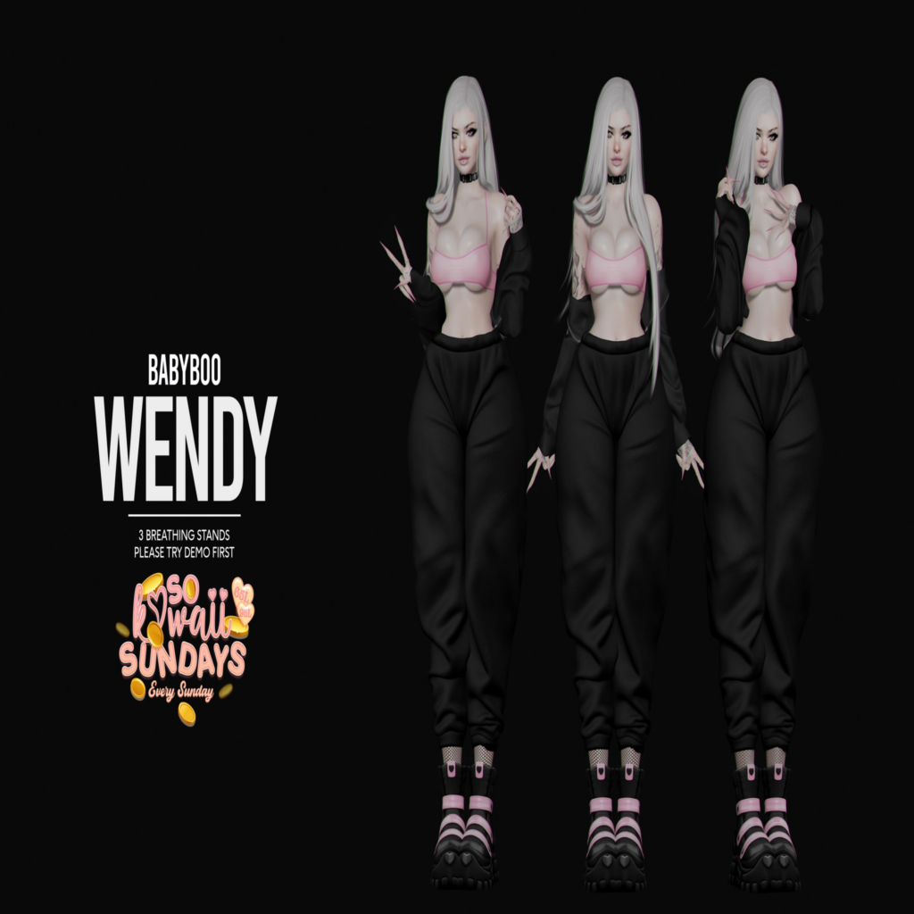 Wendy Poses	&lt;a href=&quot;http://maps.secondlife.com/secondlife/Cult%20Grounds/38/18/1002&quot;&gt;Teleport&lt;/a&gt;