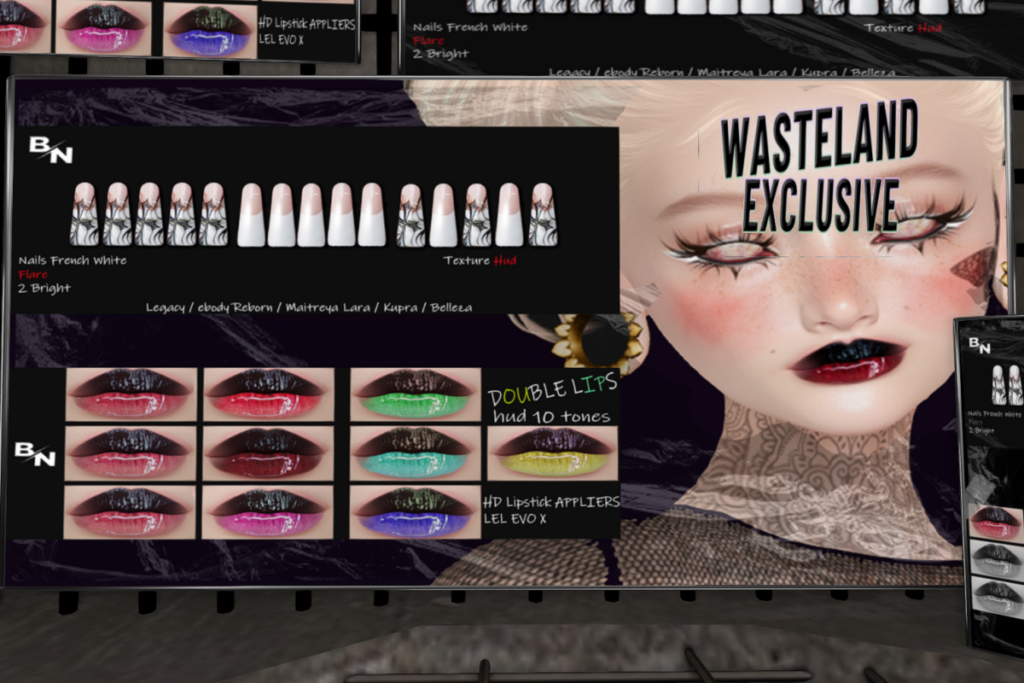 French White Nail Set - Belleza OG/Inithium/Legacy/Maitreya/Reborn + Double Lips Lipstick - EvoX, L$300