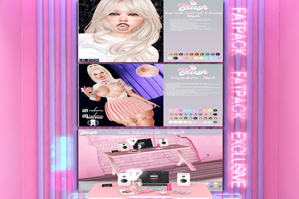 Tongue With Heart - EvoX, L$219 | Juicy Pump - Reborn/+mods, L$599 | Erotic Influencer Set Decoration, L$299