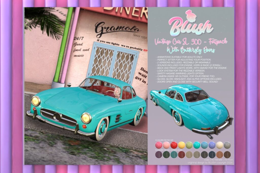 Vintage Car SL 300 Driveable Vehicle, L$449