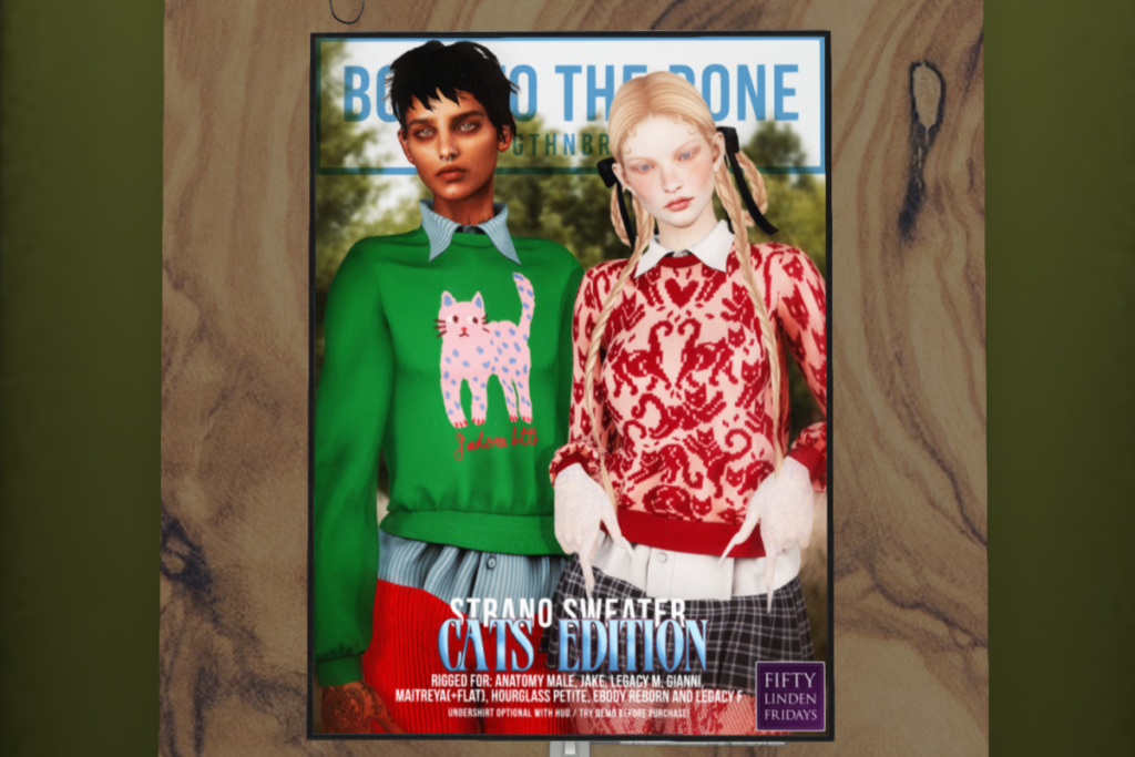 Strano Sweater - See ad for fits	&lt;a href=&quot;http://maps.secondlife.com/secondlife/FOXCITY/117/148/22&quot; target=&quot;_blank&quot;&gt;Teleport&lt;/a&gt;