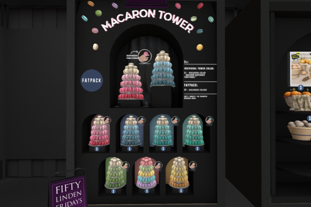 Macaron Tower	http://maps.secondlife.com/secondlife/AM%20corporate/93/83/1508&quot;&gt;TELEPORT&lt;/a&gt;