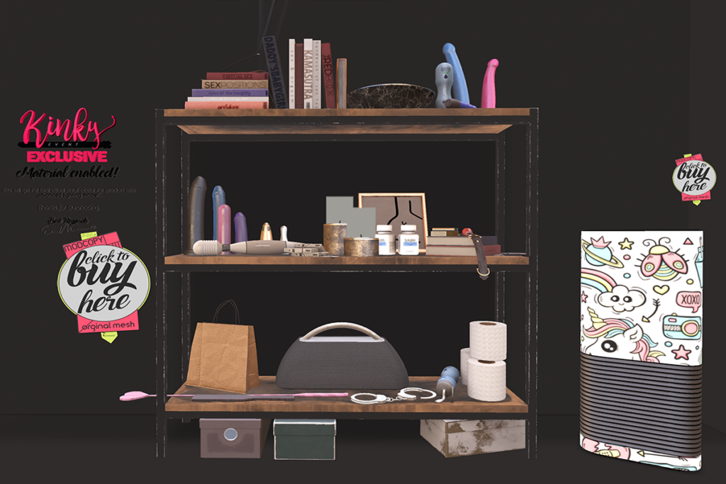 Kinky Shelf Decor, L$580 | Air Purifier Decor, L$395