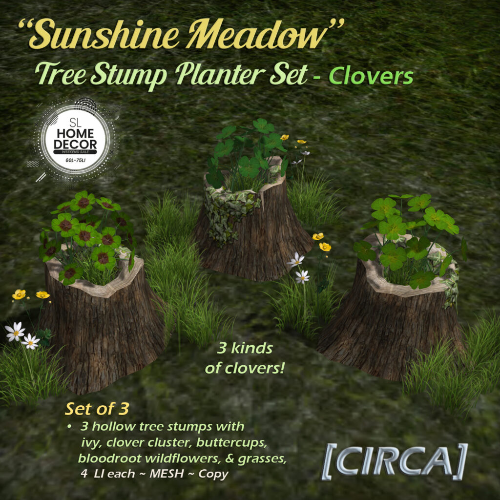 Sunshine Meadow Tree Stump Planter Set