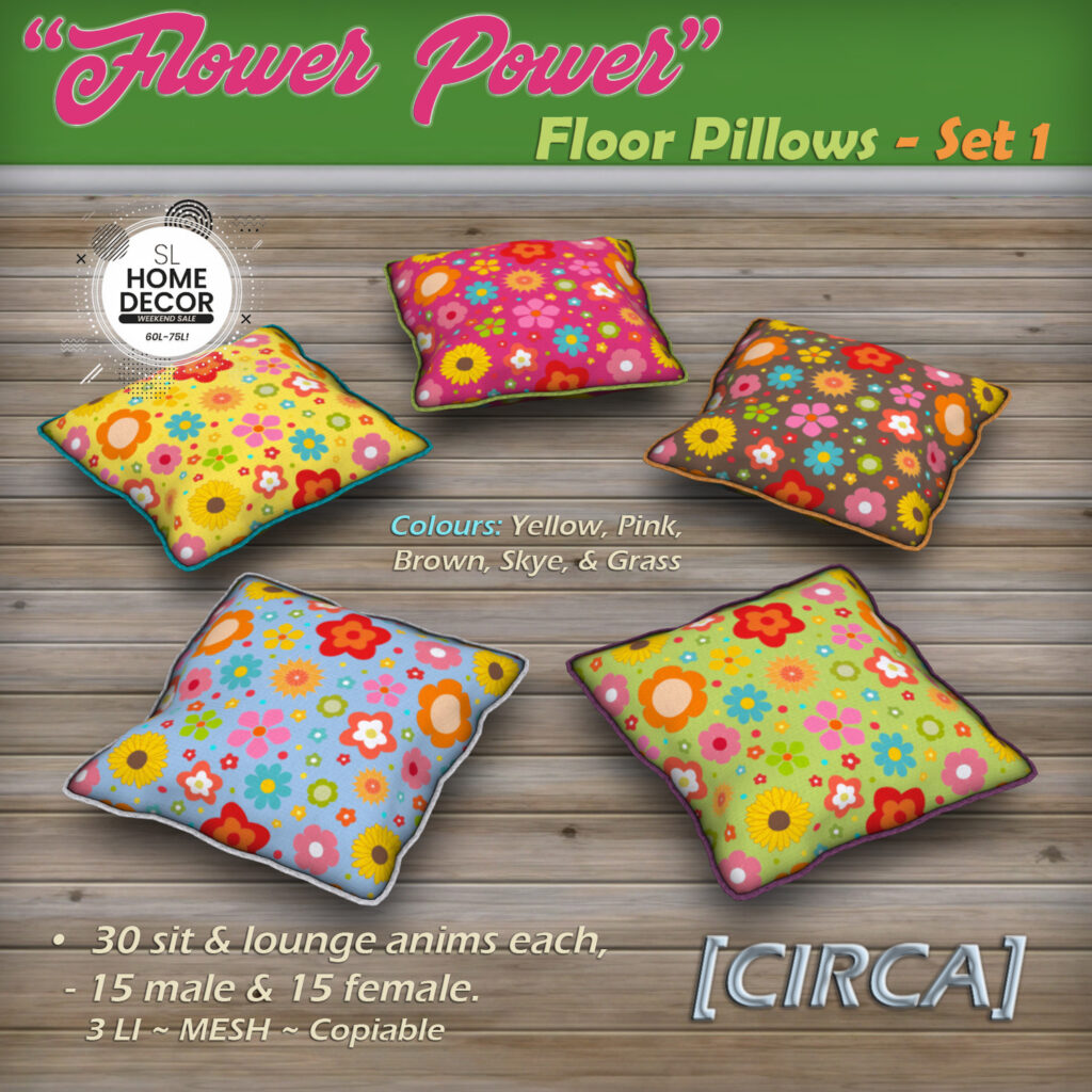 Flower Power Floor Pillows Set1