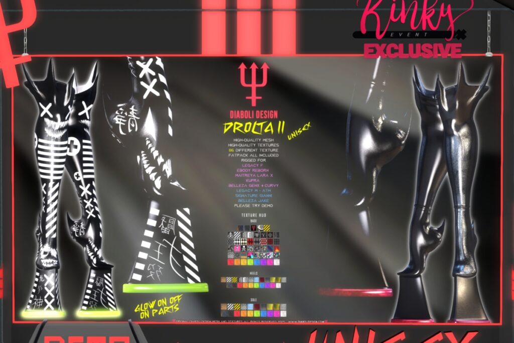 Drolta II Boots - GenX/Gianni/Inithium/Jake/Legacy M+F/MaitreyaX/Reborn/+mods, L$999 FP