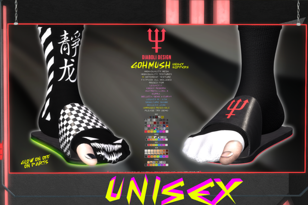 Gohmush Slippers - GenX/Gianni/Inithium/Jake/Legacy F+M/MaitreyaX/Reborn/Unrigged/+mods, L$999
