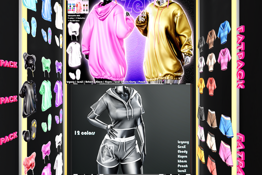 Kira Set - GenX/Inithium/Legacy/MaitreyaX/Peach/Reborn/+mods, L$199 each/L$449 FP each/L$999 MP | Zetka Set - Ebody/Inithium/GenX/Legacy/MaitreyaX/Peach/+mods, L$229-L$279 each/L$699-L$889 each FP/L$1299 MP