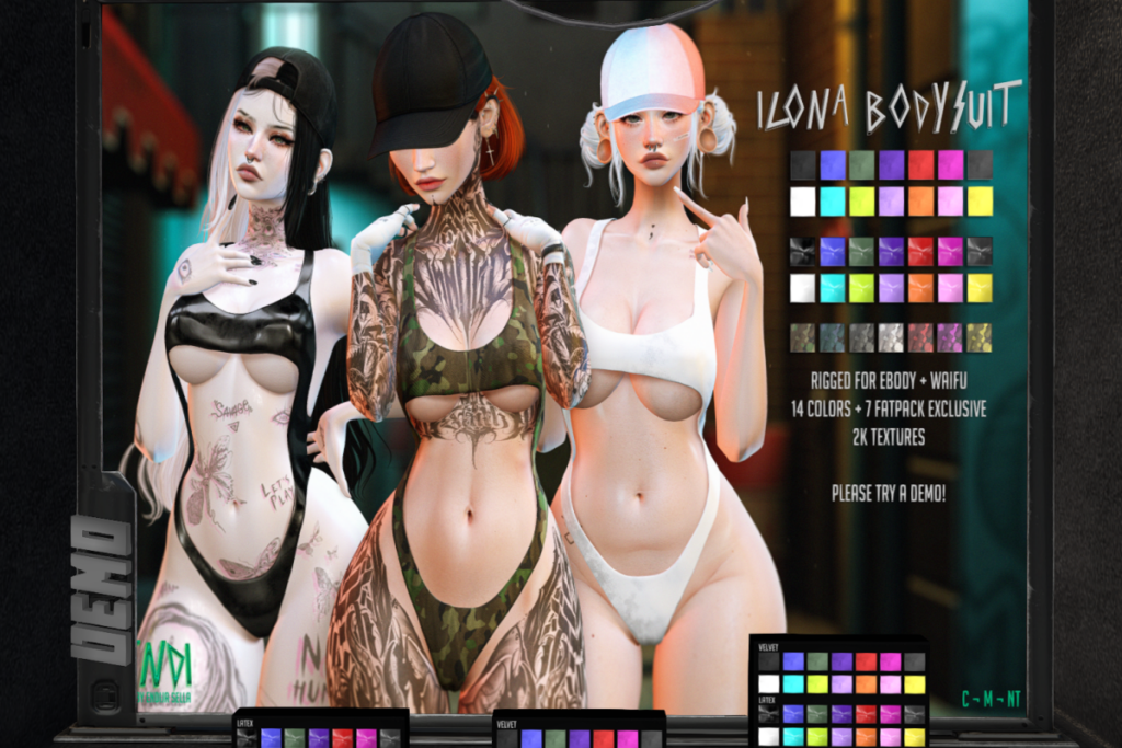 Ilona Bodysuit - Reborn/+mods, L$325 each/L$600 FP