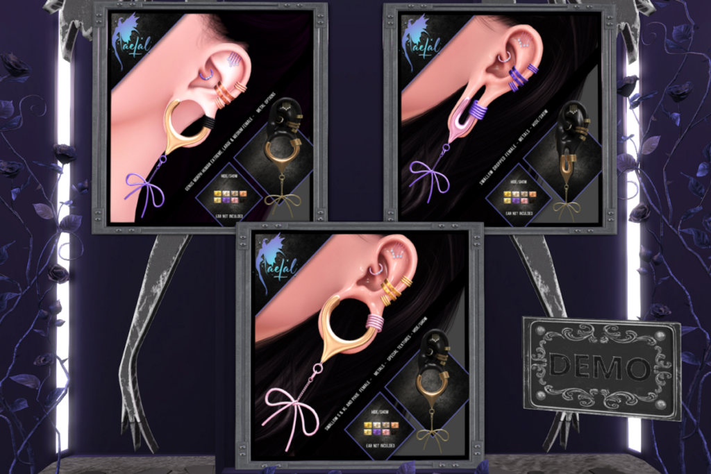 Antoinette Earrings - Genus Morph Medium, Large, Extreme F Ears, L$229 | Antoinette Earrings Swallow Dropped F Ears, L$100 | Antoinette Earrings - Swallow Gauged Pixie, S, &amp; XL F Ears, L$229