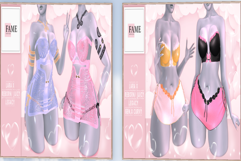 Cleo Dress &amp; Accessories - Legacy/MaitreyaX/Reborn/+mods, L$180-L$220 each/L$850 each FP | Tala Top &amp; Shorts - GenX/Legacy/Maitreya/Reborn/+mods, L$110 each/L$450 each FP