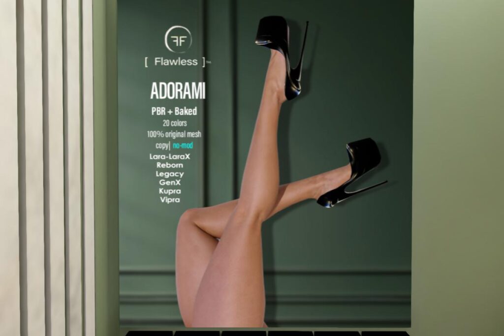 Adorami Heels - GenX/Inithium/Legacy/Maitreya/Reborn/+mods, L$450 each/L$1699 FP