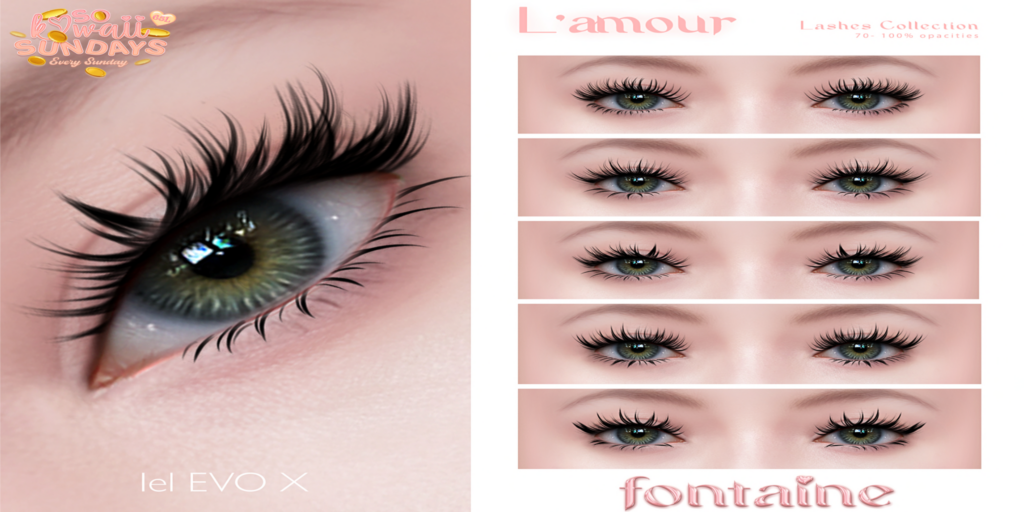 L&#039;amour Lashes - EvoX	&lt;a href=&quot;https://maps.secondlife.com/secondlife/VELOUR/66/140/83&quot;&gt;Teleport&lt;/a&gt;
