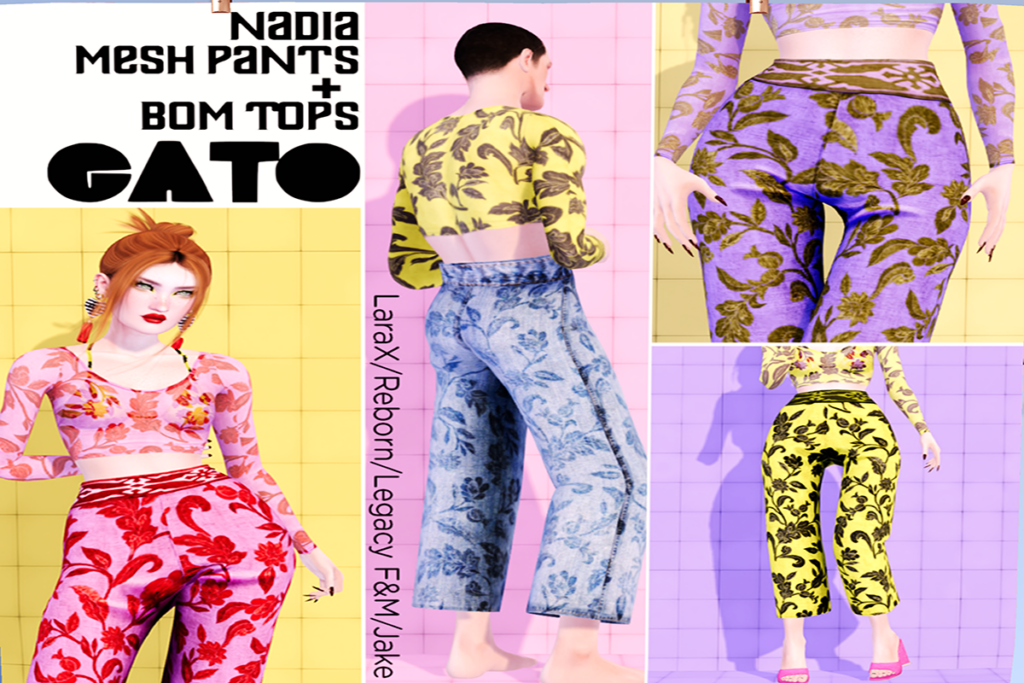 Nadia Top - BOM, L$85 each/L$195 FP | Nadia Pants - Jake/Legacy F+M/MaitreyaX/Reborn, L$185 each/L$395 FP