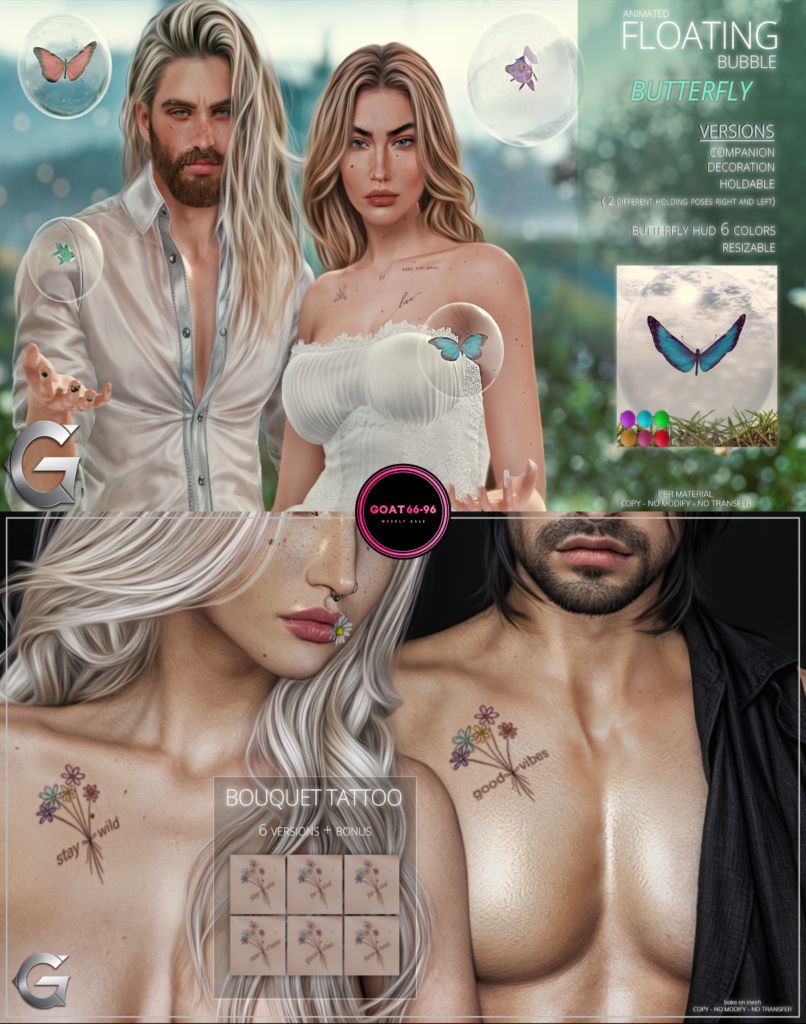 Floating Bubble Butterfly | Bouquet Tattoo - BOM