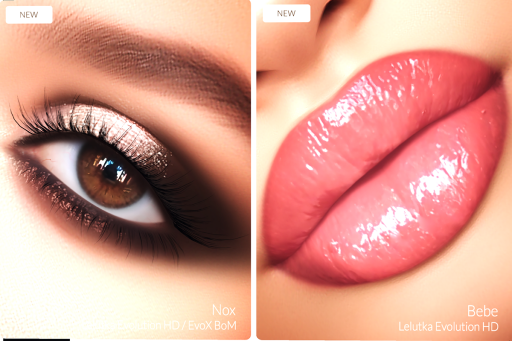 Nox Eyeshadow - EvoX, L$298 each | Bebe Lipstick - EvoX, L$298