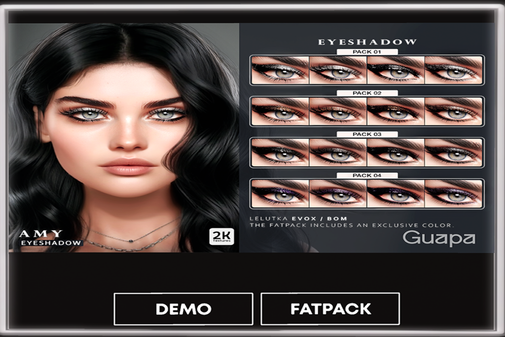 Amy Eyeshadow - EvoX, L$199 each/L$499 FP
