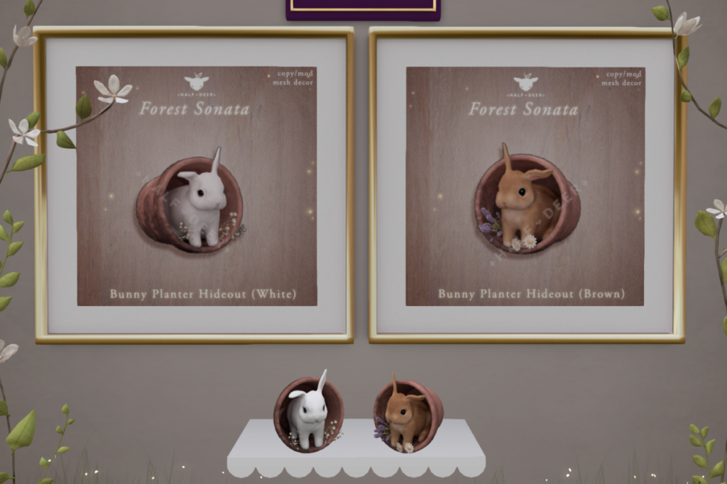 Forest Sonata Bunny Planter Hideout	&lt;a href=&quot;http://maps.secondlife.com/secondlife/Eternal%20Dream/15/91/21&quot; target=&quot;_blank&quot;&gt;Teleport&lt;/a&gt;
