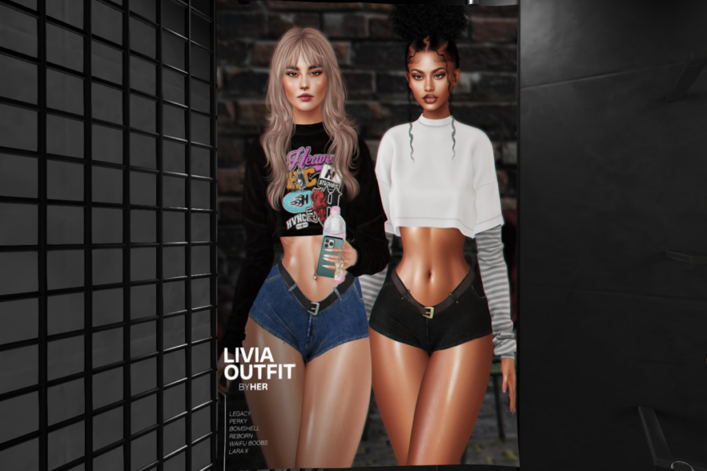 Livia Tee and Shorts - Legacy/MaitreyaX/Reborn/+mods, L$199 each/L$1999 FP