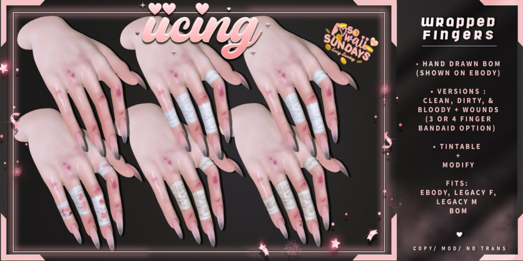 Wrapped Fingers - BOM for Legacy F+M/Reborn