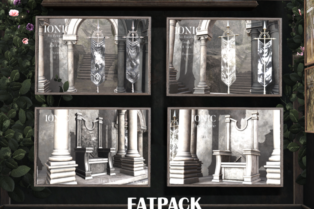 Throne &amp; Banners, L$385-L$480 each/L$2300 FP