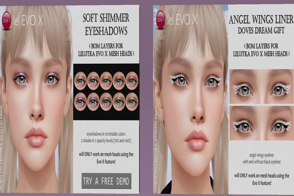 Soft Shimmer Eyeshadows - EvoX, L$199 | Angel Wings Liner - EvoX, Free gift