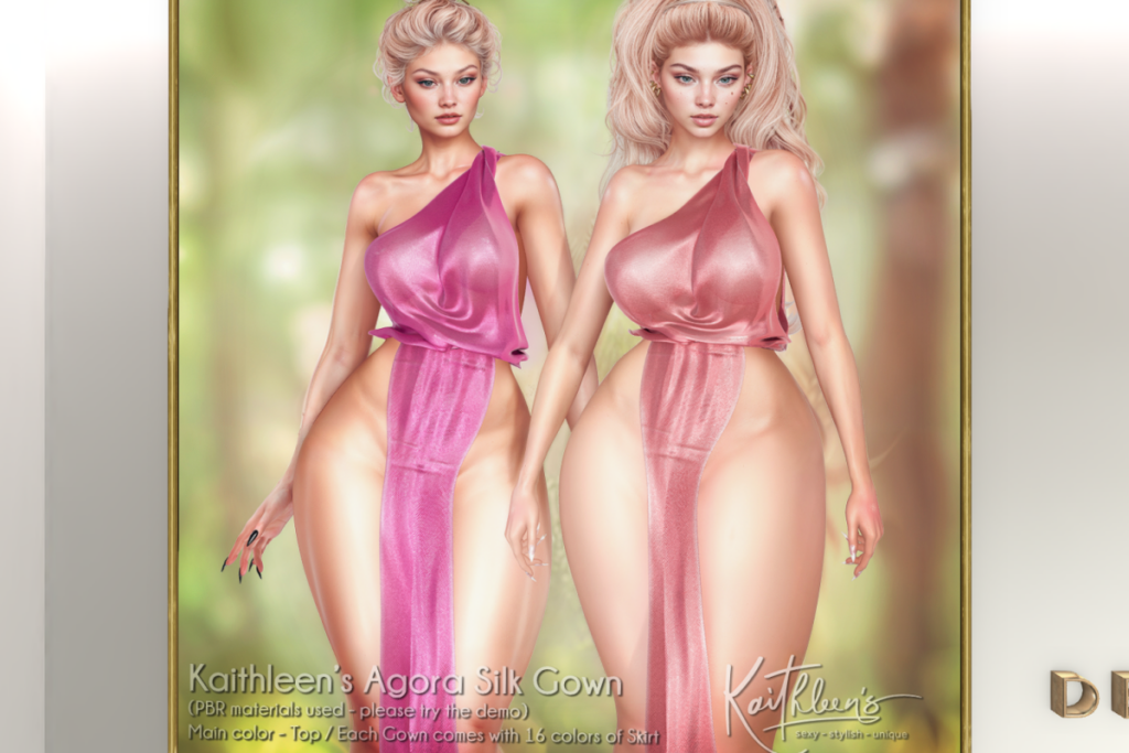 Agora Silk Gown - GenX/Inithium/Legacy/Maitreya/Reborn/+mods, L$289 each/L$1499 FP