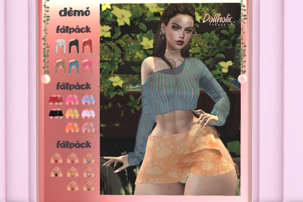 Birdie Sweater, Elena Skirt, &amp; Azalea Panties - demo for fits, L$90-L$190 each/L$450-L$550 each FP