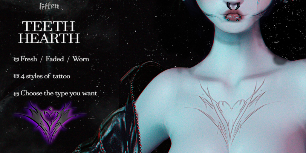 Teeth Heart Tattoo - BOM	&lt;a href=&quot;http://maps.secondlife.com/secondlife/Tomoeda/86/145/27&quot;&gt;Teleport&lt;/a&gt;