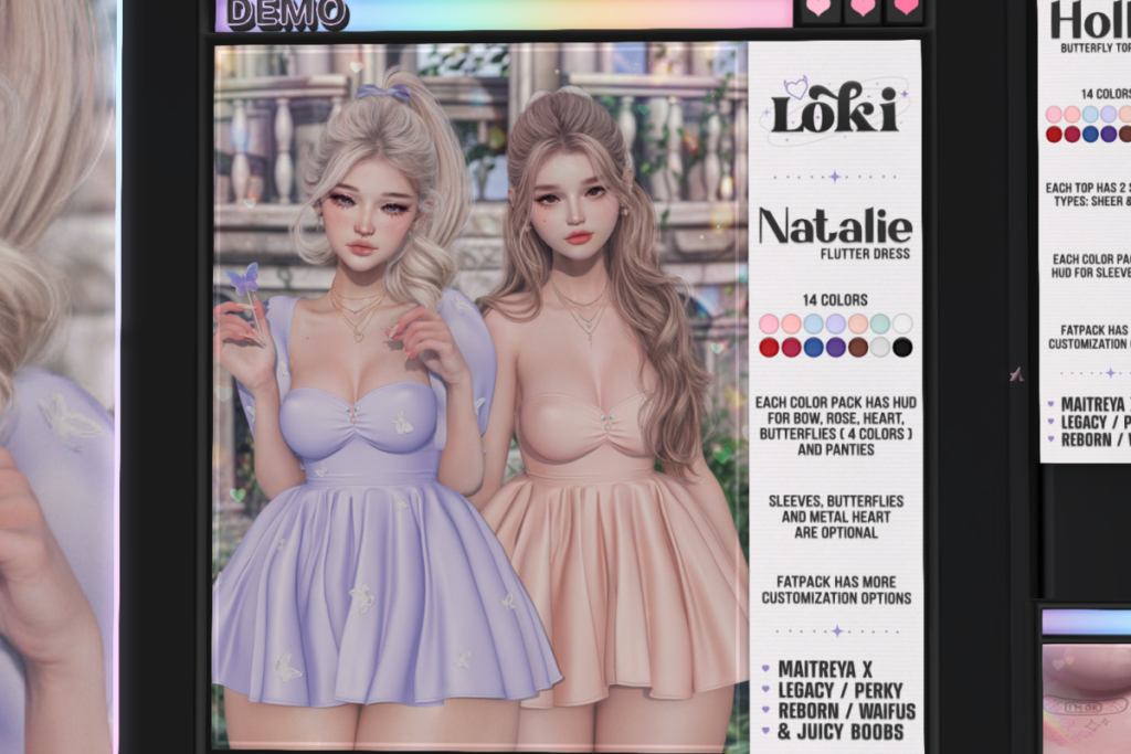 Natalie Flutter Dress - Legacy/MaitreyaX/Reborn/+mods, L$299 each/L$1399 FP