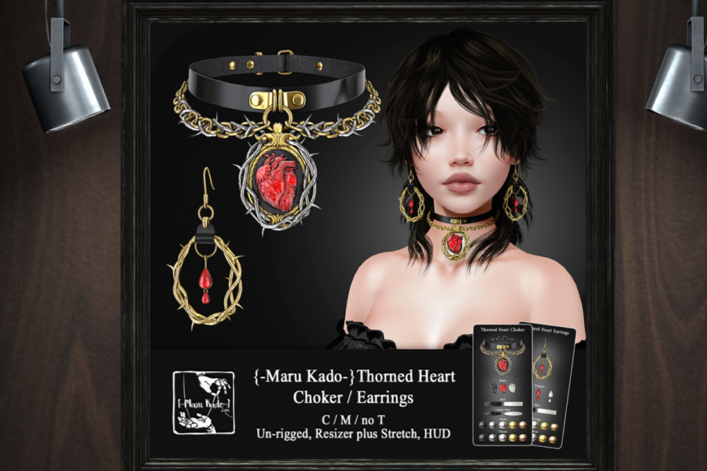 Thorned Heart Choker &amp; Earrings, L$250