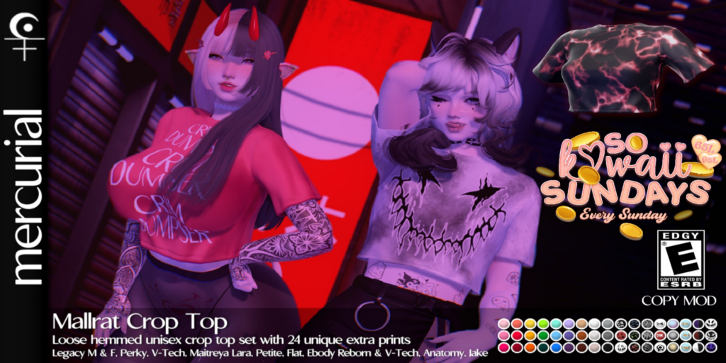 Mallrat Crop Top - Anatomy/Jake/Legacy F+M/Maitreya/Reborn/+mods