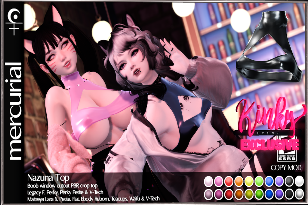 Nazuna Top - Legacy/Maitreya/Reborn/+mods, L$299 each/L$1499 FP