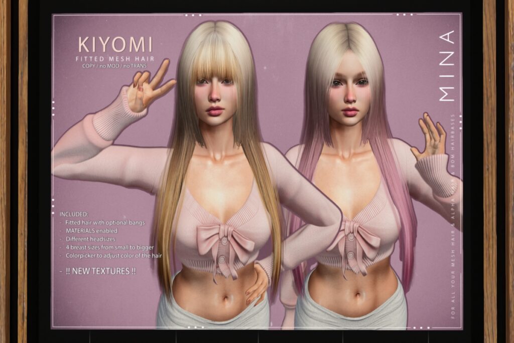 Kiyomi Hairstyle, L$399 each/L$1050 FP