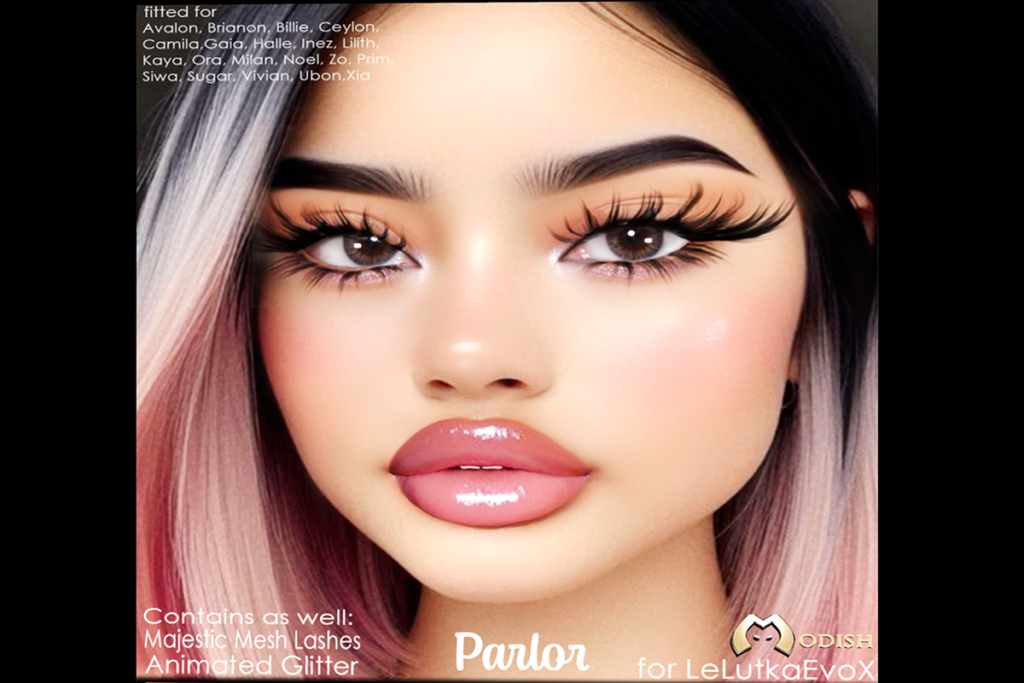 Parlor Lashes - EvoX, L$499 | Parlor Lipstick - EvoX, L$149 each