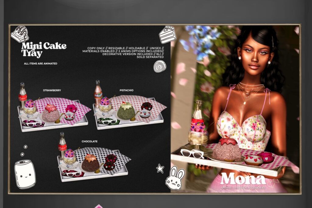 Mini Cake Tray Holdable &amp; Decor, L$249 each/L$699 FP