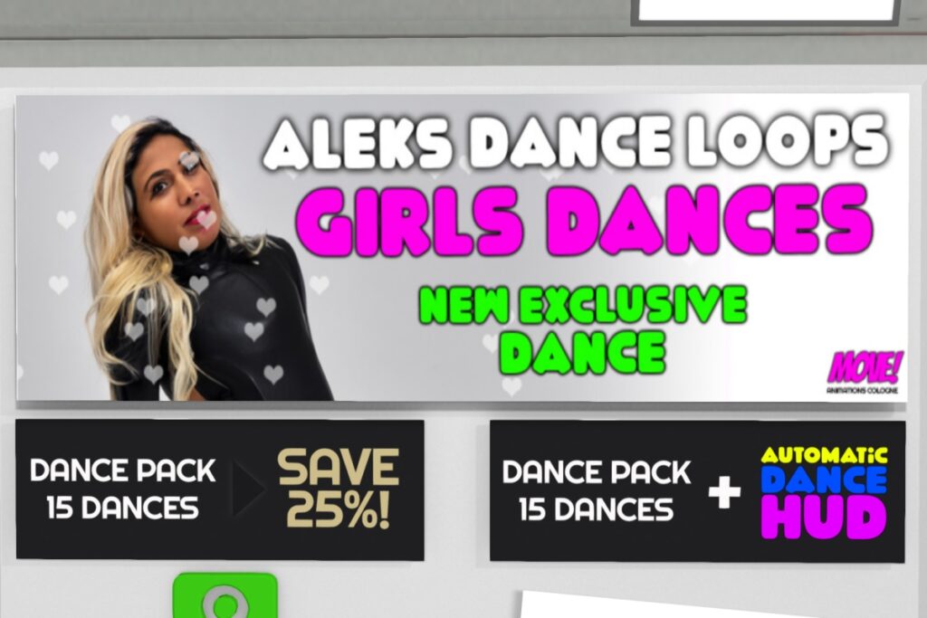 Aleks Dance Loops Animations, L$300 each/L$2999 FP/L$3799 FP w/Dance HUD