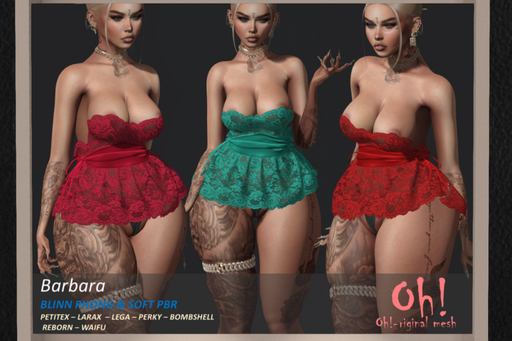 Barbara Dress - Legacy/MaitreyaX/Reborn/+mods, L$699 each/L$1999 FP