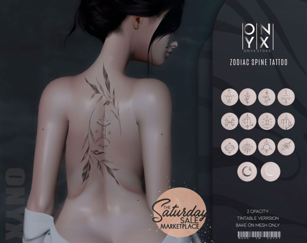 Zodiac Spine Tattoo - BOM