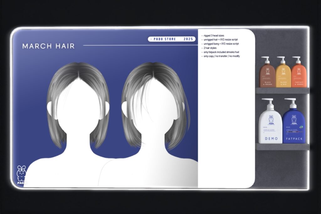 March Hairstyle, L$295 each/L$645 FP