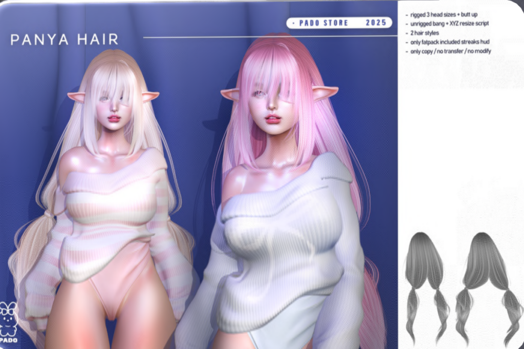 Panya Hair, L$295 each/L$645 FP