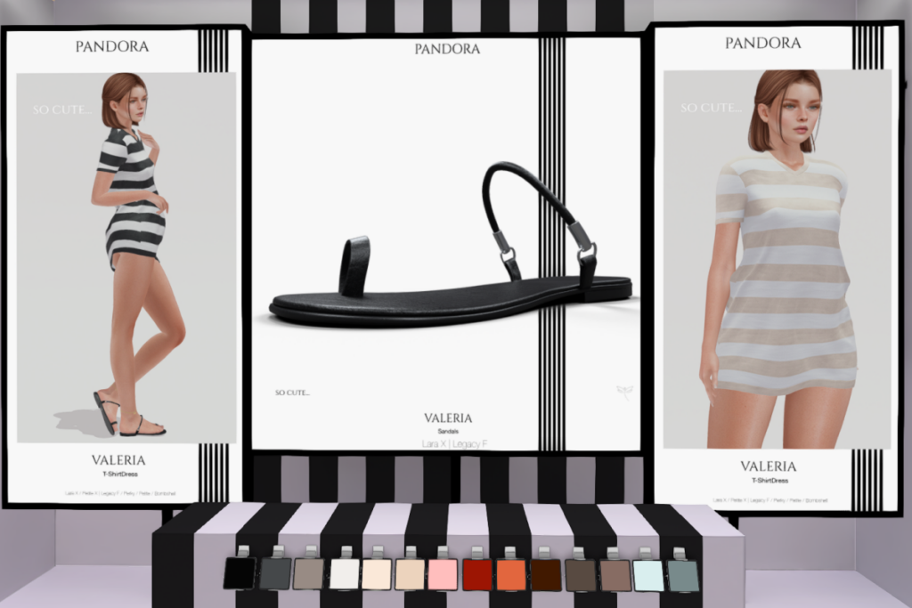Valeria T-Shirt Dress and Sandals - Legacy/MaitreyaX/+mods, L$349 each/L$1999 FP