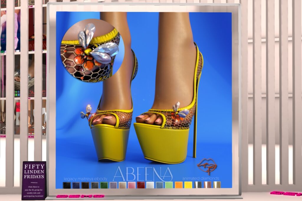 Abeena Heels - Legacy/Maitreya/Reborn	&lt;a href=&quot;https://maps.secondlife.com/secondlife/Pure%20Poison%20District/170/128/22&quot;&gt;Teleport&lt;/a&gt;
